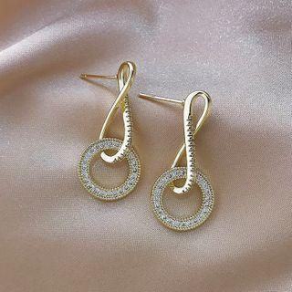Rhinestone Hoop Dangle Earring 1 Pair - E2474 - As Shown In Figure - One Size