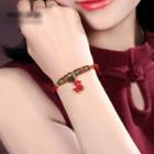 Deer Pendant Woven Red String Bracelet Red - One Size