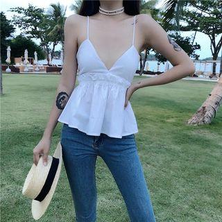 Spaghetti-strap Peplum Top