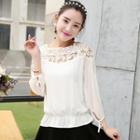 Tie-sleeve Lace-panel Top