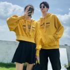 Couple Matching Cartoon Print Hoodie / Pleated A-line Skirt / Straight Leg Pants (various Designs)