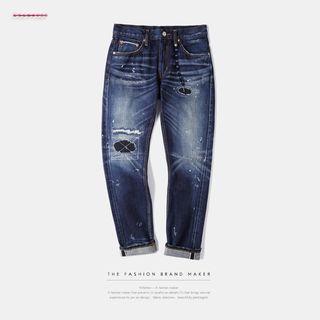 Paint Splattered Slim-fit Jeans