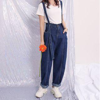 High Waist Wide Leg Denim Vest Rompers