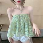 Flower Print Camisole Top Flowers - Yellowish Green - One Size