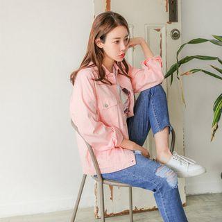 Flap-pocket Metal-button Cotton Jacket
