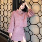 Pocket Detail Button Jacket / High Waist Mini A-line Skirt