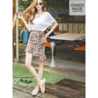 Leopard Pattern Ruffle-hem Skirt