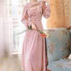 Long-sleeve Cut-out Maxi A-line Dress