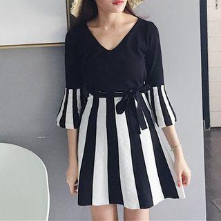 Striped Knit A-line Dress