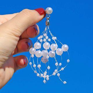 Faux Pearl Tassel Earring White - One Size