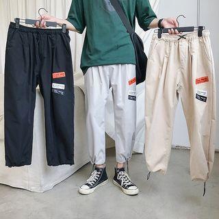 Drawstring-hem Applique Cropped Sweatpants