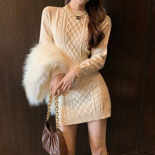 Argyle Slim-fit Knit Dress
