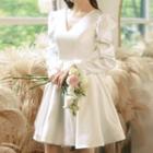 V-neck Bow A-line Cocktail Dress