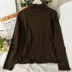 Fleece-lined Mock-neck T-shirt In 9 Colors