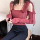 Cold Shoulder Knit Top Coffee Red - One Size