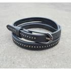 Studded Faux Leather Belt Black - One Size