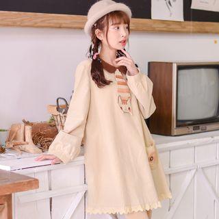 Cat Accent Long-sleeve A-line Dress