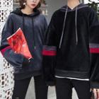 Couple Matching Contrast Trim Peluche Hoodie