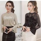 Mock Two-piece Long-sleeve Lace Top