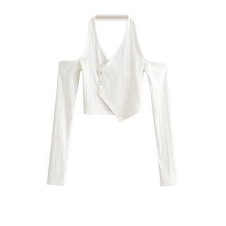 Cold Shoulder Halter Knit Top