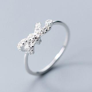 925 Sterling Silver Rhinestone Knot Open Ring Silver - One Size