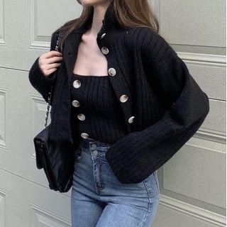 Cardigan / Button Knit Tube Top