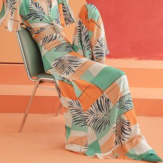 High-waist Printed Wide-leg Pants