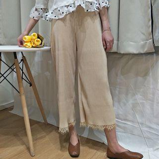 Lace Hem Wide Leg Pants