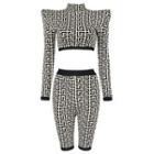 Set: Long-sleeve Padded Pattern Top + Shorts