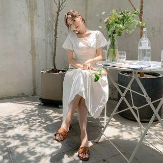 Square-neck Slit-back Dress