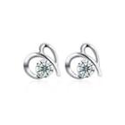 925 Sterling Silver Simple Mini Elegant Hollow Out Ear Studs And Earrings With Cubic Zircon Silver - One Size