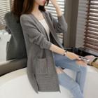 Pocketed Open-front Knitted Jacket