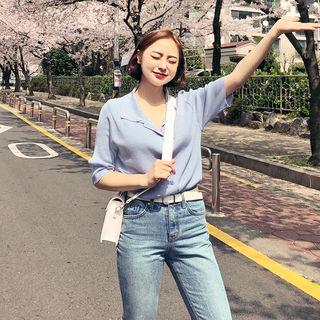 Collared Pastel Color Knit Cardigan