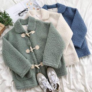 Plain Toggle-button Fleece Jacket