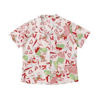 Printed Button-up Oversize Shirt As Shown In Figure - One Size