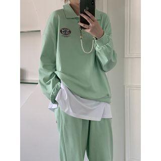 Set: Lettering Polo Sweatshirt + Sweatpants
