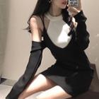 Set: Tank Top + Long-sleeve Off Shoulder Mini Dress