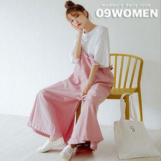 Plus Size Linen Blend Culottes Jumpsuit