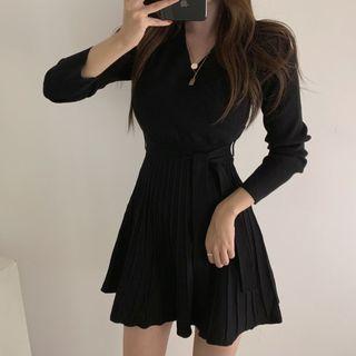 V-neck Knit Mini Dress