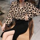 Loose-fit Leopard-print Shirt / Knit Skirt
