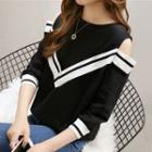 3/4-sleeve Cold-shoulder Pullover