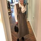 Plain Shirt / Plaid Sleeveless Midi Dress