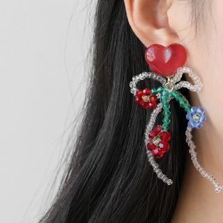 Heart Flower Faux Crystal Fringed Earring