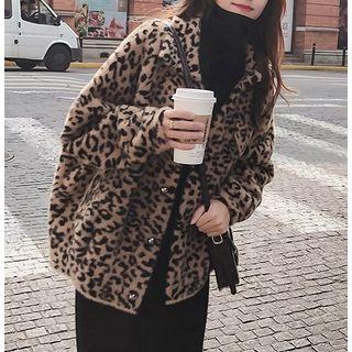 Leopard-pattern Buttoned Jacket