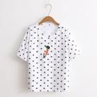 Carrot Embroidered Polka Dot Short-sleeve T-shirt