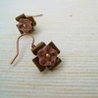Copper Glass Flowers Earrings(pink) Gold - One Size