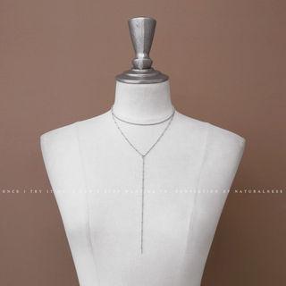 Set: Ball-chain Choker + Y-necklace Silver - One Size