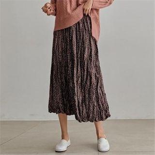 Band-wait Floral Print Crinkle Skirt