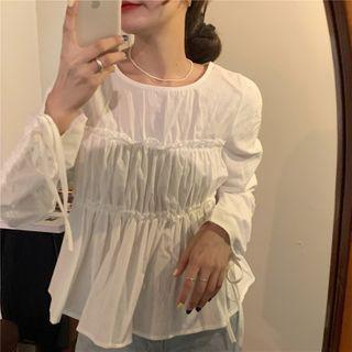 Long-sleeve Tiered Drawstring Top