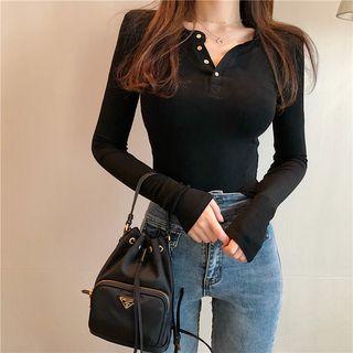 Long-sleeve Placket T-shirt